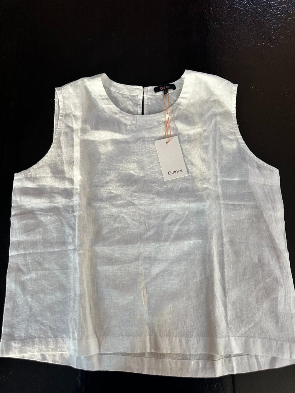 Quince 100% European Linen Tank Top White Sleeveless Crew Neck Brand New NWT L L